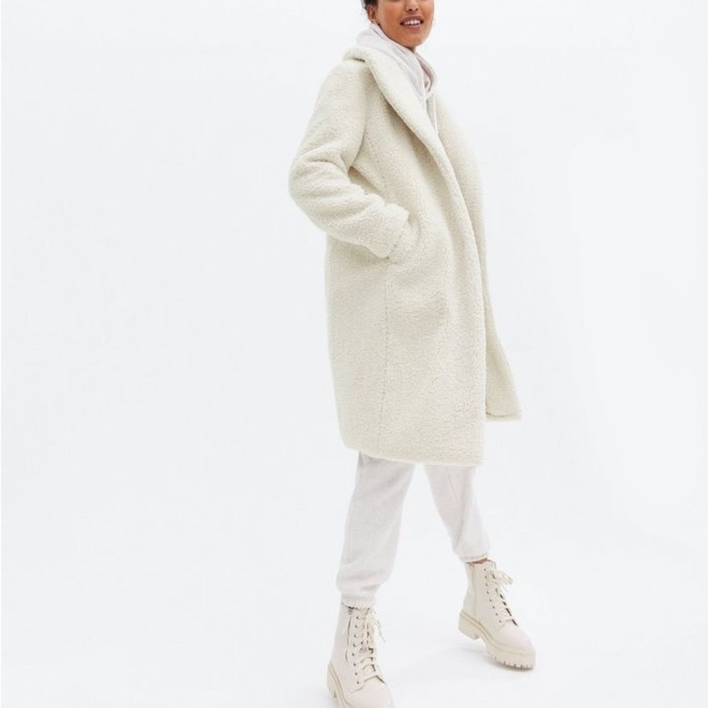 Plush Teddy Coat in Cream
